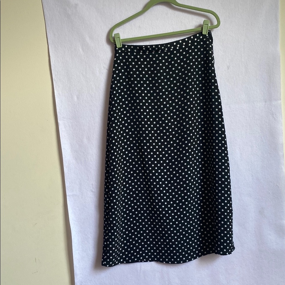 Elegant Black and White Polka Dot A-Line Skirt